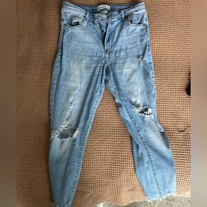Abercrombie & Fitch Light Blue Distressed Women's Jeans Overalls